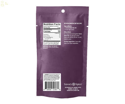 Savory Spice Seven Onion Dip Spice & Easy Meal Starter Spice Mix | Onion Dip Mix Packet, Just Add Sour Cream (Net: 0.95 Oz)