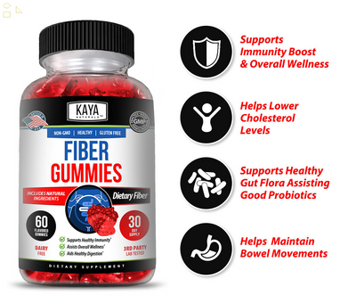 Fiber Gummies 60Ct, Aids Digestion, Healthy Bowel Movements, Lower Cholesterol