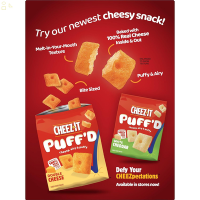 Cheez-It Cheese Crackers, Baked Snack Crackers, Lunch Snacks, Extra Cheesy, 12.4Oz Box (1 Box)
