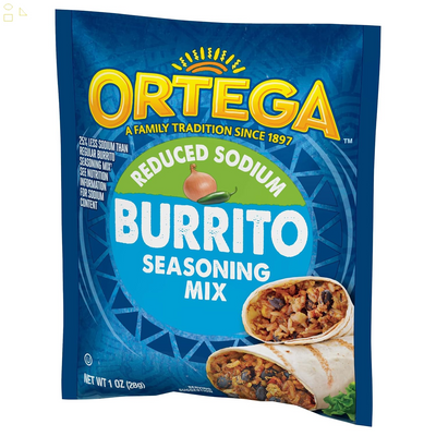 Ortega Seasoning Mix, Reduced Sodium Burrito, 1 Ounce Packaging may vary