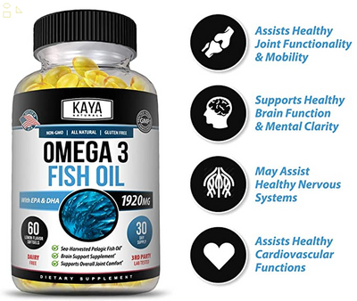 (2 Pack) Omega 3 Fish Oil, 60 Softgels, 100% Pure Sea-Harvested Pelagic Fish Oil