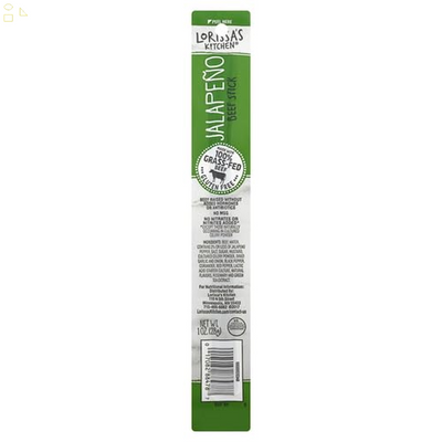Lorissa'S Kitchen Grass Fed Beef Sticks, Jalapeño, 1 Oz. Stick - Made with 100% Grass-Fed Beef, Keto Friendly Snacks, Gluten Free, No Added Nitrites or Nitrates - (Packaging May Vary), Pack of 1