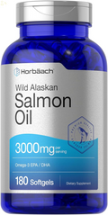 Wild Alaskan Salmon Fish Oil | 180 Softgel Capsules | Gluten Free, Non-Gmo | High Potency | Excellent Source of Omega-3 Fatty Acids EPA and DHA