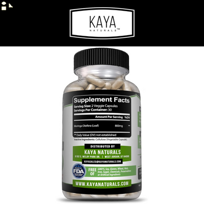 (2 Pack) Pure Moringa Oleifera - Superfood, Antioxidant, Greens Supplement 60 Ct
