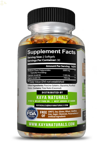 Pure MCT Oil 2000Mg Serving, C8 C10, Energy, Inflammation Capsules