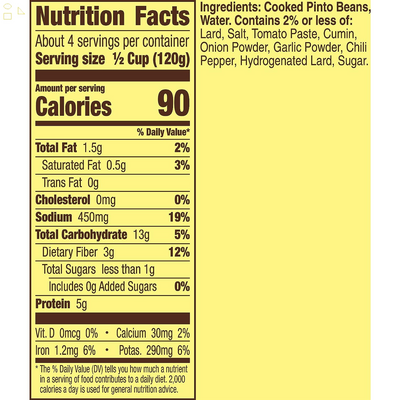 Old El Paso Traditional Canned Refried Beans, 16 Oz. Packaging may vary