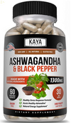Organic Ashwagandha Capsules 1300Mg Supplement W/ Black Pepper Root Powder
