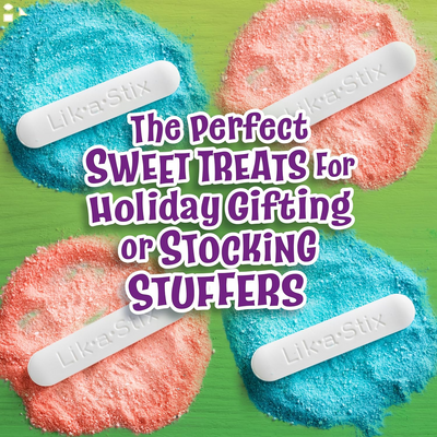 Fun Dip Christmas Candy LIK-M-AID, Powder Candy Dip Razzle Apple Magic and Cherry Yum Diddly, 8 Pouches