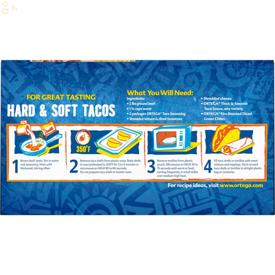 Ortega Taco Shells, Grande Hard & Soft, 8 Count