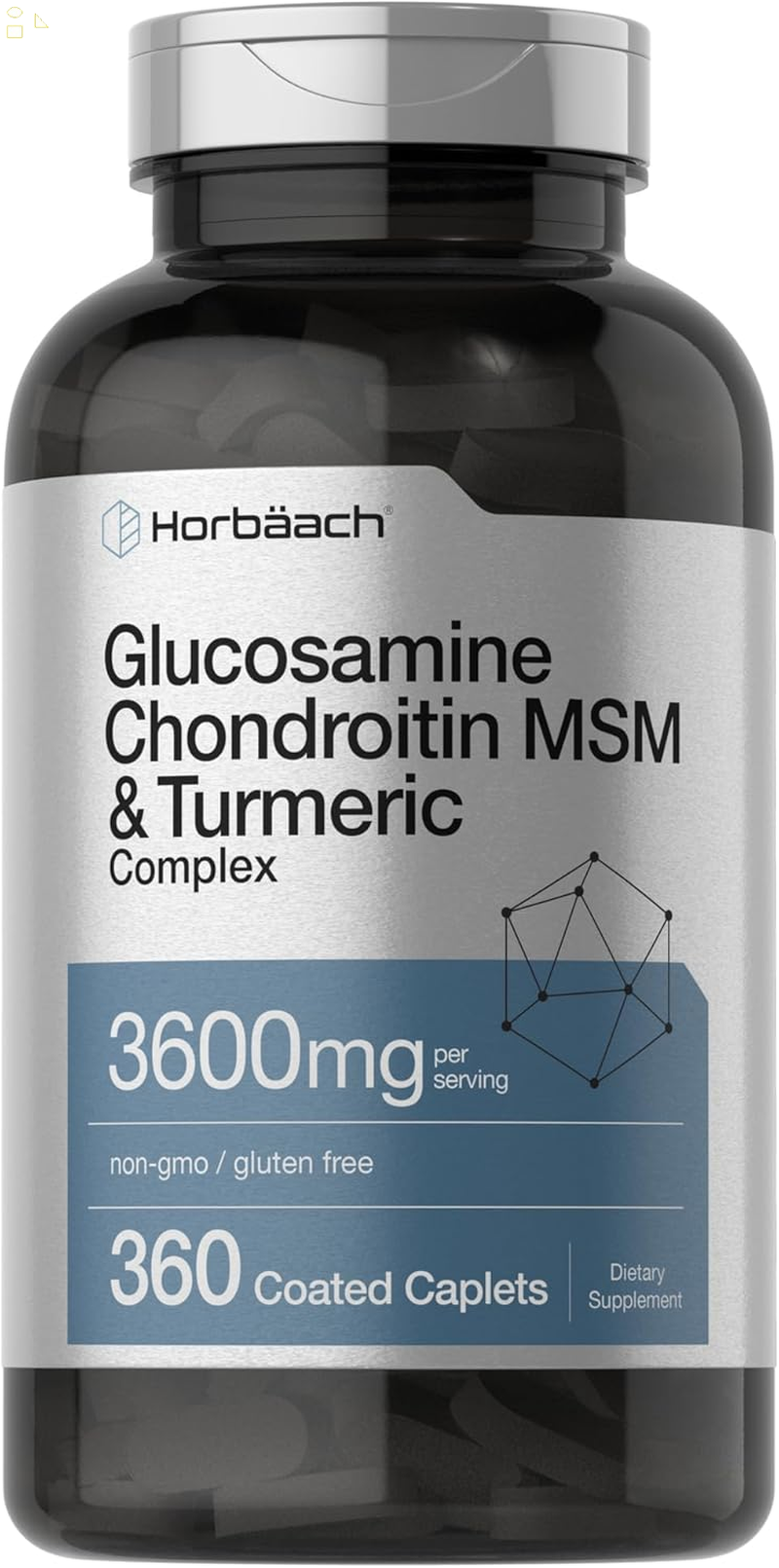 Glucosamine Chondroitin MSM | 3600 Mg | 360 Caplets | Advanced Formula with Turmeric | Non-Gmo, Gluten Free