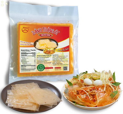 TANISA Chilli Rice Paper - Vietnamese Dried Spicy Rice Paper Snacks (11Cm, Square, 1.8 Oz) - Banh Trang Ot, Dried Chili, Gluten - Free, Snack Size, Non GMO, Vegan