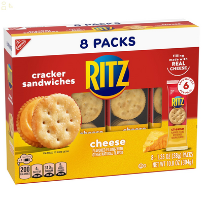 RITZ Cheese Sandwich Crackers, 8 Snack Packs (6 Crackers per Pack)