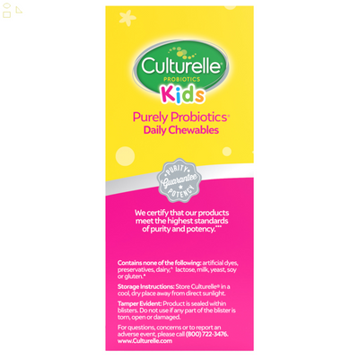 Culturelle Probiotic Kids Purely Probiotics, 60 Chewable Tablets