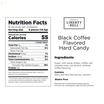 Liberty Bell Black Coffee Flavored Hard Candy, 5 Ounce Bag
