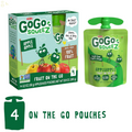 Gogo Squeez Applesauce, Apple Apple, 3.2 Ounce (4 Pouches), Gluten Free, Vegan Friendly, Unsweetened Applesauce, Recloseable, BPA Free Pouches
