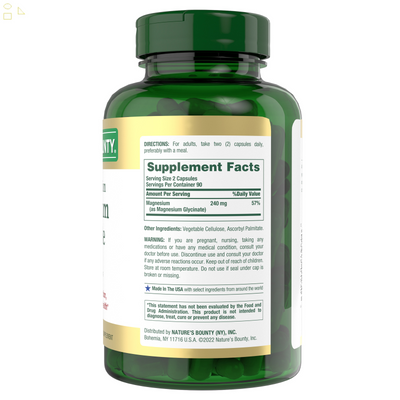 Natr Bounty Magnesium Glycinte 180 Capsules 240 Mg