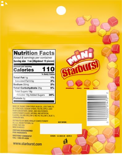 Starburst Original Minis Fruit Chews Candy, Bag, 8 Ounce