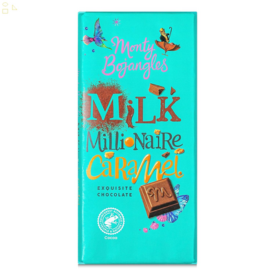Monty Bojangles Milk Chocolate Millionaire Caramel Chocolate Bar (5.29 Oz) - Exquisite Italian Milk Chocolate & Caramel Bar with Biscuit & a Hint of Sea Salt - from Rainforest Alliance Chocolate