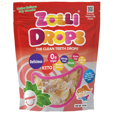 Zollipops Clean Teeth Zolli Drops 1.6Oz - Peppermint Flavor for Dental-Friendly and Delicious Sugar-Free Snacking