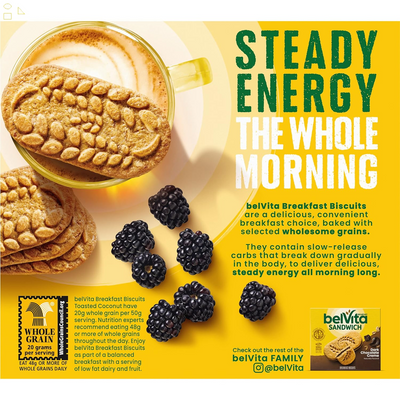 Belvita Toasted Coconut Breakfast Biscuits, 5 Packs (4 Biscuits per Pack)