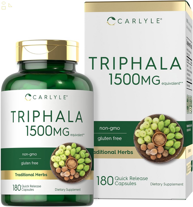 Triphala Capsules | 1500Mg | 180 Count Supplement | Non-Gmo and Gluten Free