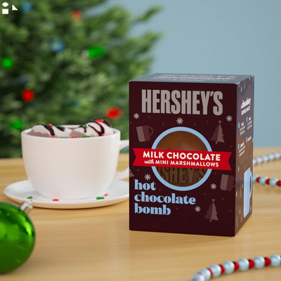 HERSHEY'S Milk Chocolate Mini Marshmallows Hot Chocolate Bomb, Christmas Candy Gift Box, 1.25 Oz