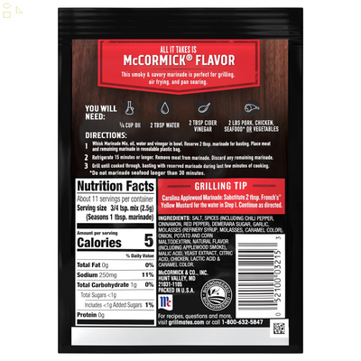 Mccormick Smoky Applewood Grill Mates Smoky Applewood Marinade, 1 Oz Envelope Packing May Vary