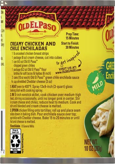 Old El Paso Mild Green Chile Enchilada Sauce, 1 Ct., 10 Oz. Packaging may vary