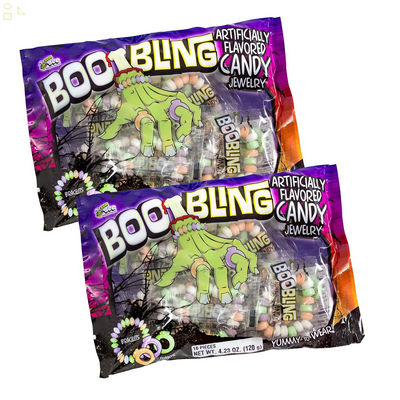 Boo Bling Candy Jewelry Bracelets Rings Halloween Candy 32Pc 8.46 Oz - Individually Wrapped Pieces