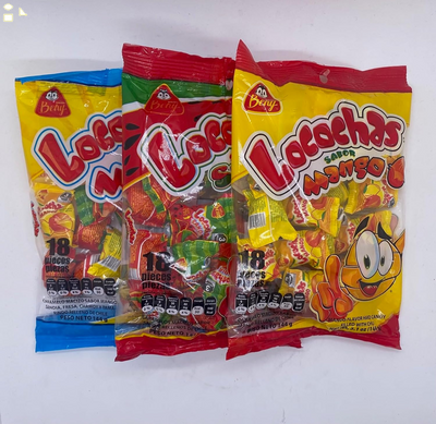 BENY LOCOCHAS PEG BAG HARD CANDY with CHILI POWDER CENTER 5.1OZ 18PCS (WATERMELON (SANDIA))