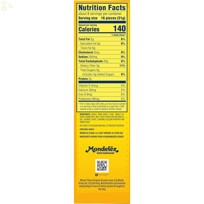 Wheat Thins Original Whole Grain Wheat Crackers, 8.5 Oz