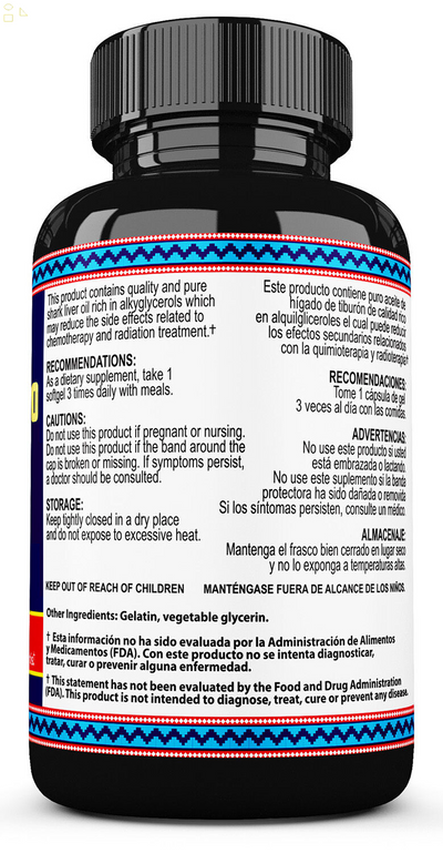 Shark Liver Oil Aceite De Higado De Tiburon 500Mg 20% Alkylglycerols Softgel