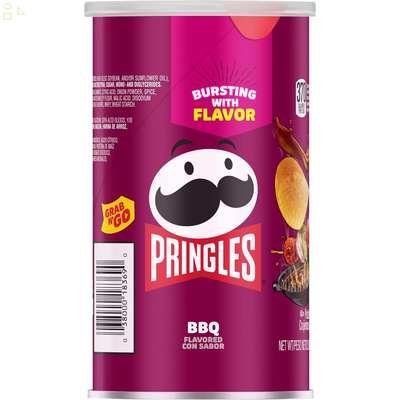Pringles Potato Crisps Chips, Lunch Snacks, Office and Kids Snacks, Grab N' Go Snack Pack, BBQ, 2.5Oz Can (1 Can)