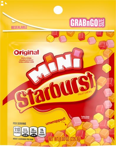 Starburst Original Minis Fruit Chews Candy, Bag, 8 Ounce