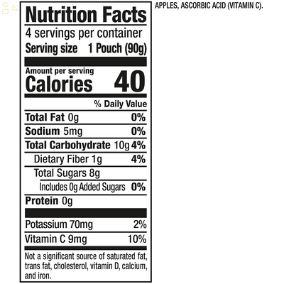 Mott'S No Sugar Added Applesauce, 3.2 Oz Clear Pouches, 4 Count