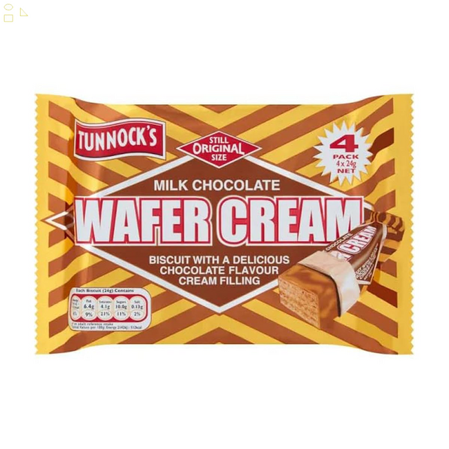 Tunnock'S Milk Chocolate Wafer Cream 4 Pack - 24G (Pack of 1)