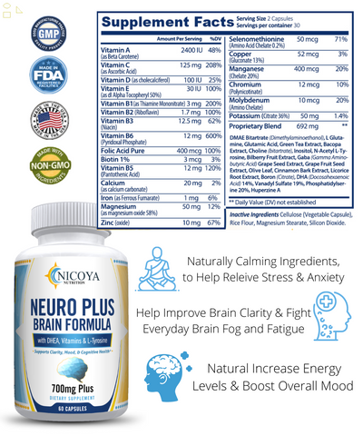 Neuro Brain & Focus 700Mg, Healthy Memory, Clarity, Brain Fog, Fatigue and Mood!