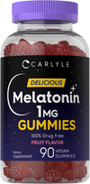 Melatonin Gummies | 1 Mg 90 Count | Fruit Flavor | Vegan, Non-Gmo, Gluten Free