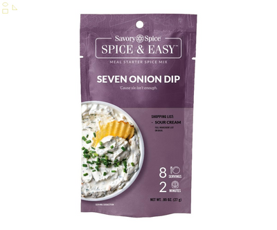 Savory Spice Seven Onion Dip Spice & Easy Meal Starter Spice Mix | Onion Dip Mix Packet, Just Add Sour Cream (Net: 0.95 Oz)