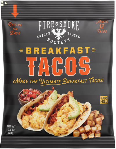 Fire & Smoke Society Breakfast Taco Seasoning Mix, 23g Packet Makes 12 Tacos Packing May Vary