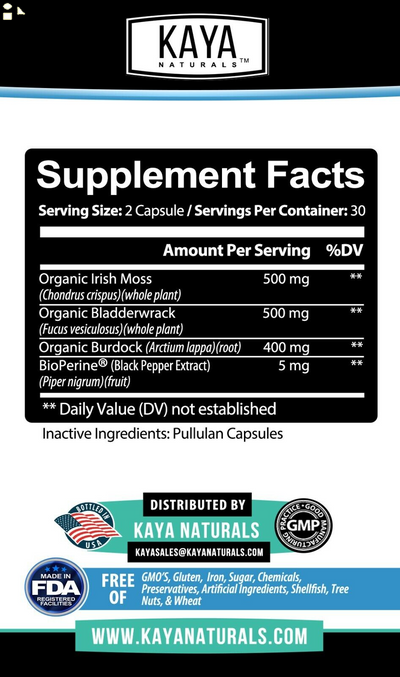 Organic Irish Sea Moss, Burdock Root, Bladderwrack Powder, Immune & Thyroid Care