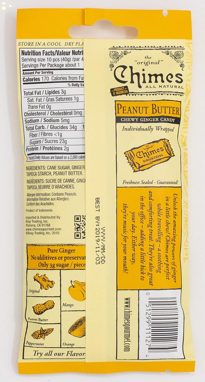 Chimes Peanut Butter Ginger Chews, 1.5 Ounce (Pack of 1)
