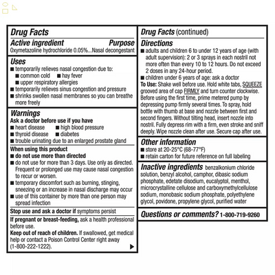 Berkley No Drip Maximum Strength plus Menthol 12 Hour Nasal Congestion Relief Spray 2 X 1Oz Bottles | Compare to Afrin Maximum Strength Active Ingredient