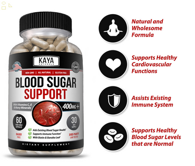 Blood Sugar Support 120Ct Glucose Support Alpha Lipoic Acid Cinnamon Magnesium