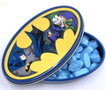 Batman Nemesis Sour Blue Raspberry Candy Collector Batman Logo Tin - One (1) Tin - Batman Emblem Shapped Candies - Joker