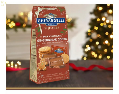 Ghirardelli Christmas Milk Chocolate Gingerbread Cookie Squares Bag - 4.8Oz