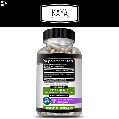 Sambucus Black Elderberry 1200Mg 60Ct Daily Immune Support and Antioxidants
