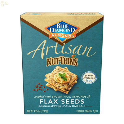 Blue Diamond Almond Cracker Crisps, Flax Seed, 4.25 Oz