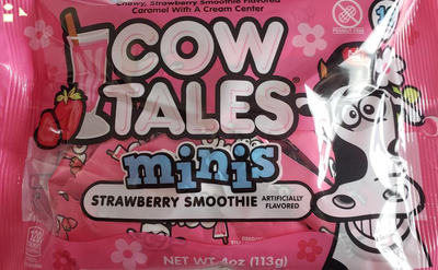 Goetze'S Cow Tales Minis Strawberry Smoothie Candy Strawberry Smoothie Flavored Caramel with a Cream Center Netwt 4Oz (113G)