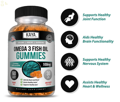 Omega 3 Gummies 60Ct, Supports Joint Inflammation, Heart, Brain & Overall Health